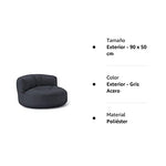 Lumaland Sofá Puff Redondo Grande 320l con Respaldo & Relleno Incluido - Sillón Relax Impermeable para Exterior - Mueble Ideal para Salón, Jardin y Terraza - 90 x 50 cm/Gris Acero