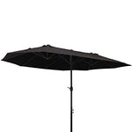 Outsunny Sombrilla Doble Parasol Grande 4.6x2.7m Sombrilla Jardín Patio con Manivela Manual Resistente al Agua y Protección Solar UV para Terraza Playa Piscina Negro