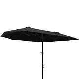 Outsunny Sombrilla Doble Parasol Grande 4.6x2.7m Sombrilla Jardín Patio con Manivela Manual Resistente al Agua y Protección Solar UV para Terraza Playa Piscina Negro