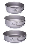 Boundless Voyage Ultraligero para Exteriores Juego de tazón de Titanio 3PCS Juego de Utensilios de Cocina Picnic Titanium Pan