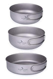 Boundless Voyage Ultraligero para Exteriores Juego de tazón de Titanio 3PCS Juego de Utensilios de Cocina Picnic Titanium Pan