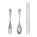 Boundless Voyage 3 unids titanio Tenedor cuchara palillos para acampar viaje casa con bolsa de transporte cubiertos al aire libre Utensilios de cocina Ti1071T