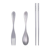 Boundless Voyage 3 unids titanio Tenedor cuchara palillos para acampar viaje casa con bolsa de transporte cubiertos al aire libre Utensilios de cocina Ti1071T