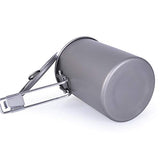 Boundless Voyage Ultraligero Portátil Titanio al Aire Libre 900 ml con Tapa Asa Plegable Acampar Agua Arroz Comida Taza Taza Taza