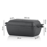 BBQ-Toro Molde para Pan | 2 en 1 - Olla + Sartén Rectangular de Hierro Fundido para Horno | 4,5 litros