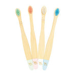 Wild & Stone | Cepillo de dientes de bambú orgánico para bebés | Cuatro colores | Cerdas de fibra | Mango 100% biodegradable | Cepillos de dientes veganos ecológicos para bebés