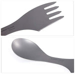 Boundless Voyage Titanio 3 en 1 Cuchara Tenedor Cuchillo Spork Cubiertos Cubiertos Cubiertos 1.2 mm Espesar Utensilios de Titanio Profesionales