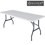 Kesser® Mesa Plegable de plástico 183 x 76 cm Mesa de Camping Mesa de Fiesta Mesa Plegable Mesa de jardín para jardín, terraza y balcón Plegable 6 Personas Incluye asa, Blanco