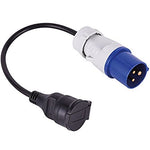 Electraline 900039 Adaptador Industrial con 1 Toma Schuko + Enchufe CEE (por Caravana, Obra de construcción, Barco, Autocaravana, Camping) -Área Exterior IP44