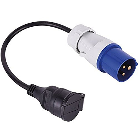 Electraline 900039 Adaptador Industrial con 1 Toma Schuko + Enchufe CEE (por Caravana, Obra de construcción, Barco, Autocaravana, Camping) -Área Exterior IP44