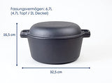 Hanseküche Olla de hierro fundido ya quemada con diámetro de 26 cm