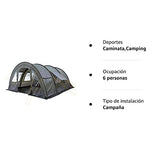 CampFeuer Tienda de Campaña Familiar Relax6 I 6 Personas I Columna de Agua de 5.000 mm I Tipo Túnel con Dormitorio Separado I Mosquiteros (Verde Oliva-Gris)