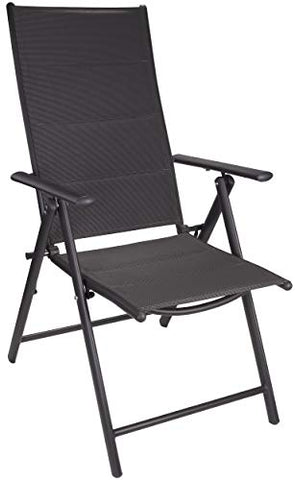 BRUBAKER Silla de Jardín Riva - Respaldo Alto Plegable - Respaldo Regulable en 7 Posiciones - Sillas Plegables - Resistentes a la Intemperie - Antracita