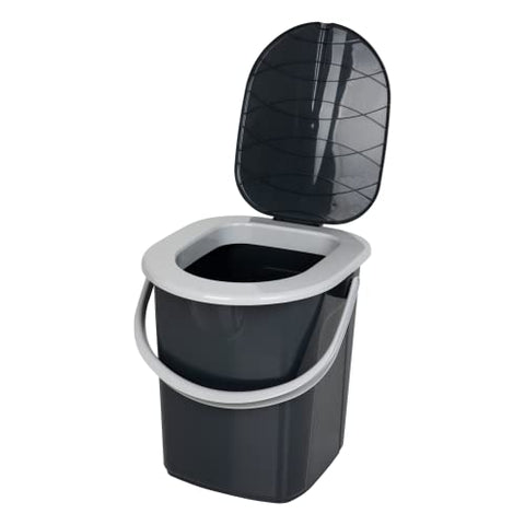 BranQ - Home essential 100% plástico reciclado PP, ecológico, inodoro móvil de camping de 22 litros con capacidad de carga máxima de hasta 120 kg, color antracita ecológico, talla única