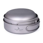 Boundless Voyage Ultraligero para Exteriores Juego de tazón de Titanio 3PCS Juego de Utensilios de Cocina Picnic Titanium Pan