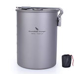 Boundless Voyage Ultraligero Portátil Titanio al Aire Libre 900 ml con Tapa Asa Plegable Acampar Agua Arroz Comida Taza Taza Taza