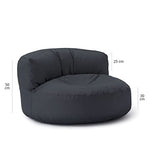 Lumaland Sofá Puff Redondo Grande 320l con Respaldo & Relleno Incluido - Sillón Relax Impermeable para Exterior - Mueble Ideal para Salón, Jardin y Terraza - 90 x 50 cm/Gris Acero