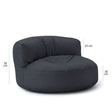Lumaland Sofá Puff Redondo Grande 320l con Respaldo & Relleno Incluido - Sillón Relax Impermeable para Exterior - Mueble Ideal para Salón, Jardin y Terraza - 90 x 50 cm/Gris Acero