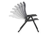 CAMPART TRAVEL Juego de camping para 2 personas, mesa plegable de 110 x 70 cm con placa de aluminio y 2 sillas plegables en color gris