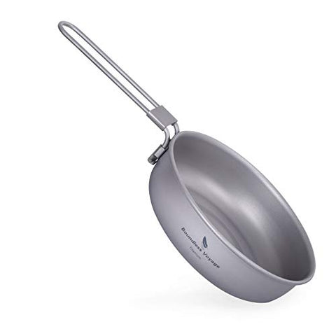 Boundless Voyage Sartén ultraligera de titanio con mango plegable para camping, sartén de titanio Ti15170B