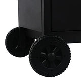 vidaXL Barbacoa Combinada de Gas y Carbón BBQ Parrilla Cocina Portátil con Fuego y Hornilla Grill con 3 Fogones con Mesitas de Acero Color Negro