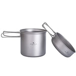 Set de Titanio Pot Pan Cook Set con mango plegable Camping al aire libre Picnic Senderismo