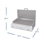 CAMPINGAZ Blue Flame LX - Barbacoa de Gas con Placa esmaltada y 2 quemadores de Acero, Parrilla de Mesa con tecnología BlueFlame para Parrilla mediterránea a la Plancha, Gris