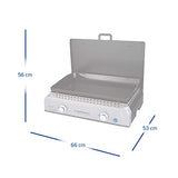 CAMPINGAZ Blue Flame LX - Barbacoa de Gas con Placa esmaltada y 2 quemadores de Acero, Parrilla de Mesa con tecnología BlueFlame para Parrilla mediterránea a la Plancha, Gris