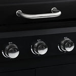 vidaXL Barbacoa Combinada de Gas y Carbón BBQ Parrilla Cocina Portátil con Fuego y Hornilla Grill con 3 Fogones con Mesitas de Acero Color Negro