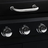 vidaXL Barbacoa Combinada de Gas y Carbón BBQ Parrilla Cocina Portátil con Fuego y Hornilla Grill con 3 Fogones con Mesitas de Acero Color Negro