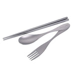Boundless Voyage 3 unids titanio Tenedor cuchara palillos para acampar viaje casa con bolsa de transporte cubiertos al aire libre Utensilios de cocina Ti1071T