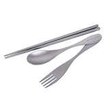 Boundless Voyage 3 unids titanio Tenedor cuchara palillos para acampar viaje casa con bolsa de transporte cubiertos al aire libre Utensilios de cocina Ti1071T