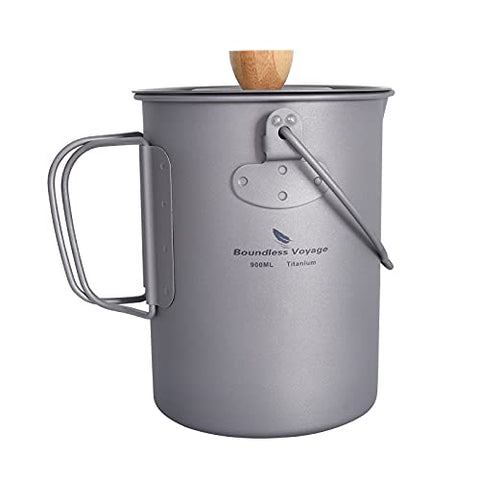 Boundless Voyage Taza de titanio Camping taza de café 900 ml olla al aire libre prensa francesa olla olla cocina multifuncional taza de viaje Ti3044D
