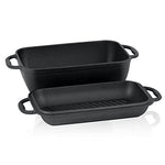 BBQ-Toro Molde para Pan | 2 en 1 - Olla + Sartén Rectangular de Hierro Fundido para Horno | 4,5 litros