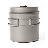 Batería de cocina de Toaks para camping, senderismo, pícnic y exteriores, juego con sopera, cazuela y sartén, 1100ml