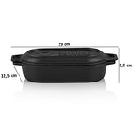 BBQ-Toro Olla de Hierro Fundido con Tapa y Asas | 1 litro | 29 x 12,5 x 5,5 cm | Curada