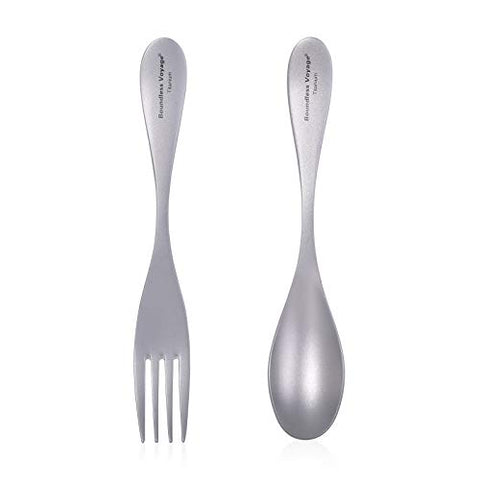 Boundless Voyage Tenedor de titanio cuchara 2 unids para acampar viaje casa con bolsa de transporte al aire libre cubiertos utensilios de cocina Ti1070T