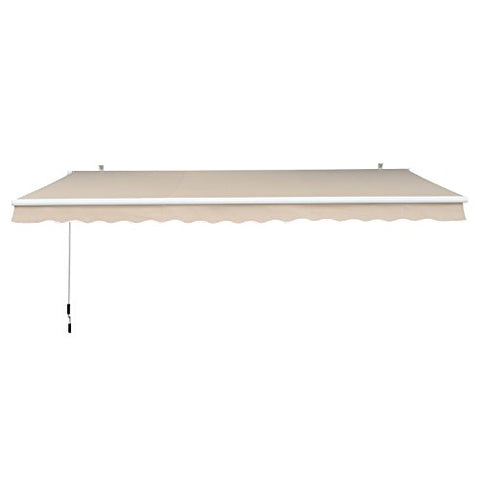 Outsunny Toldo Manual Plegable de Aluminio 295x250cm Ángulo Ajustable Manivela para Exterior Balcón Jardín Terraza