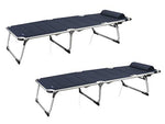 Juego de 2 tumbonas acolchadas plegables en azul marino con almohada extraíble.