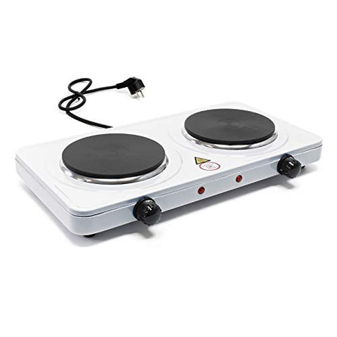 WilTec Cocina Doble Camping 2000W Placa eléctrica portátil 2 fogones Cocina Outdoor Provisional Vacaciones