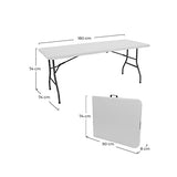 Orion91 Mesa Catering Plegable Portátil Rectangular 180 cm Mesa Multiusos: Camping, Eventos en Espacios Exteriores o Interiores | Mesa Resina y Patas Acero | 4-6 Personas y Carga de 150kg