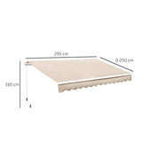 Outsunny Toldo Manual Plegable de Aluminio 295x250cm Ángulo Ajustable Manivela para Exterior Balcón Jardín Terraza