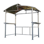 Angel Living Pabellón de Barbacoa de Aluminio y Acero con Techo de PC, Marquesina de Aluminio con Campana Extractora, Gazebo Pergola para BBQ con Zona de Almacenamiento