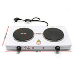 WilTec Cocina Doble Camping 2000W Placa eléctrica portátil 2 fogones Cocina Outdoor Provisional Vacaciones