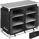 TecTake 800747 Cocina de Camping, Aluminio, Plegable para Exteriores, Patas Ajustables, Compartimentos, Negro, Incl. Bolsa de Transporte - Varios Modelos (Tipo 5 | No. 403348)