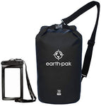 Earth Pak Bolsa Estanca- Impermeable Bolsa Seca de compresión Mantiene el Equipo seco para Kayak, Playa, Deportes, Rafting, Acampada y Pesca (Negro, 10L)