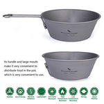 Boundless Voyage Tazón de titanio de 450 ml con mango plegable al aire libre, camping, picnic, vajilla portátil de arroces, cuenco para exteriores Ti15156B