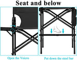 FGHDFH Silla De Director Ligera De Camping, Exterior Sillas De Maquillaje Plegables De Aluminio con Mesa Lateral Y Bolsillos Laterales, Directors Chair con Bolsa De Transporte Soporta 660 Lbs