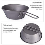 Boundless Voyage Tazón de titanio de 450 ml con mango plegable al aire libre, camping, picnic, vajilla portátil de arroces, cuenco para exteriores Ti15156B