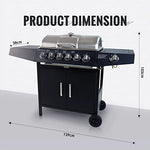 CCLIFE Barbacoa Gas 6+1 Quemadores BBQ Parrilla Barbacoa Gas con Bandeja de Goteo Aceite y Mesas laterales y Tapa y Ruedas, para Jardin, Terraza, Camping